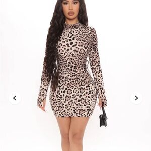 Leopard Print Long Sleeve Dress